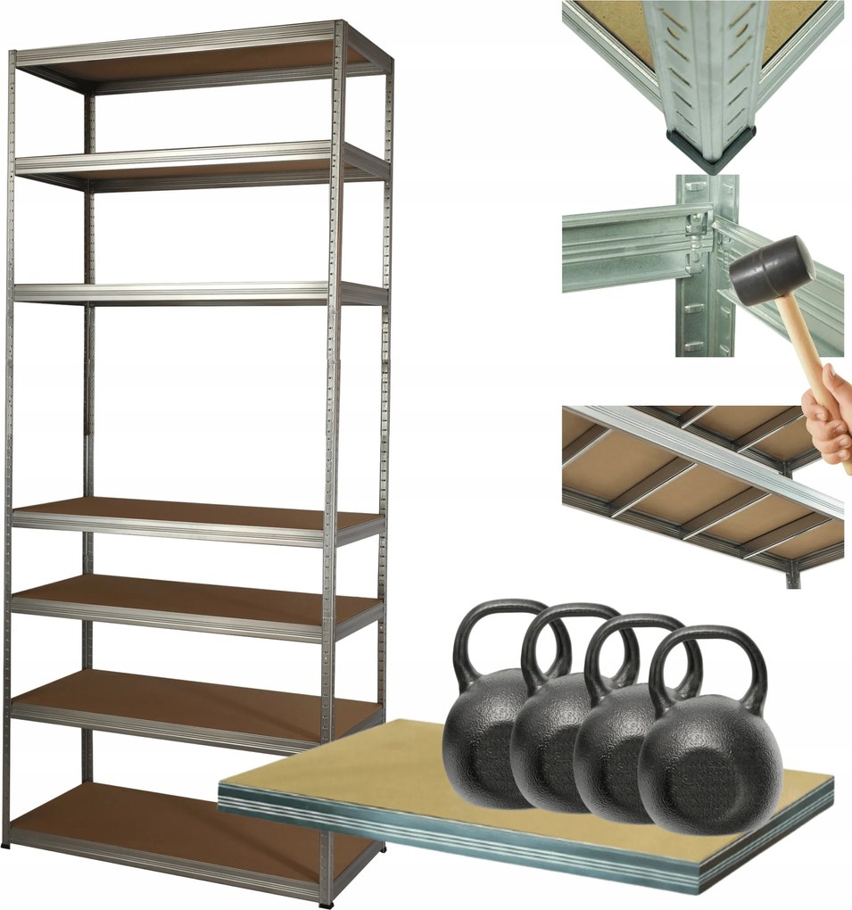 Tárolószekrény horganyzott fém Helios 270x90x40cm 7Px400kg Magas