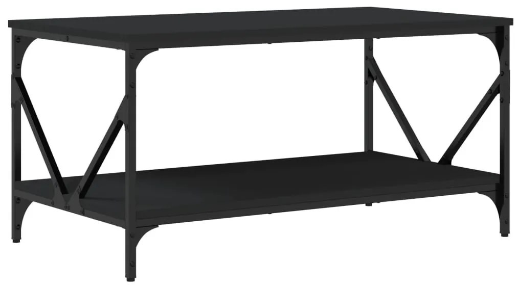 Fekete szerelt fa dohányzóasztal 90 x 50 x 45 cm
