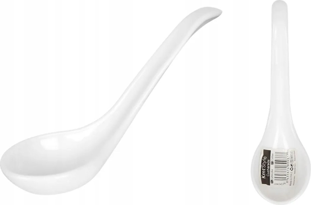 6 db Leveses kanál kerámia fehér leveses kanál ramen 15CM