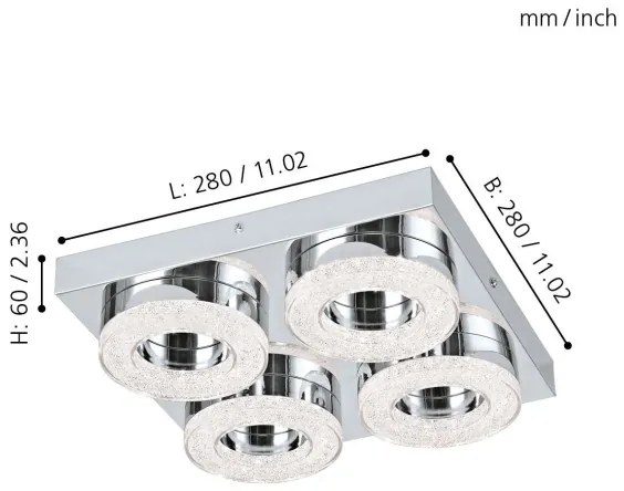 Eglo 95664 - FRADELO LED mennyezeti lámpa 4x4W 230V