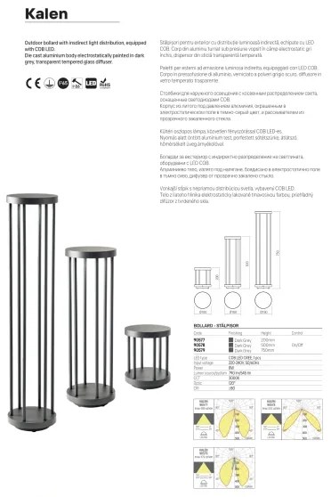 Redo 90578 - LED kültéri lámpa KALEN LED/8W/230V 3000K 50 cm IP65 antracit
