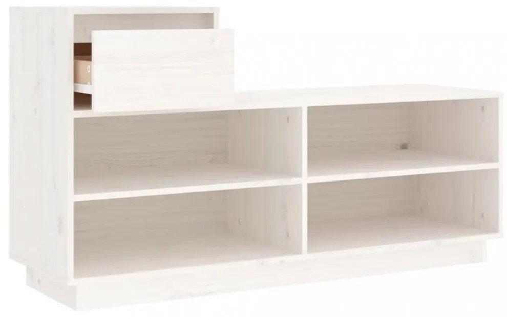 fehér tömör fenyőfa cipőszekrény 110 x 34 x 61 cm