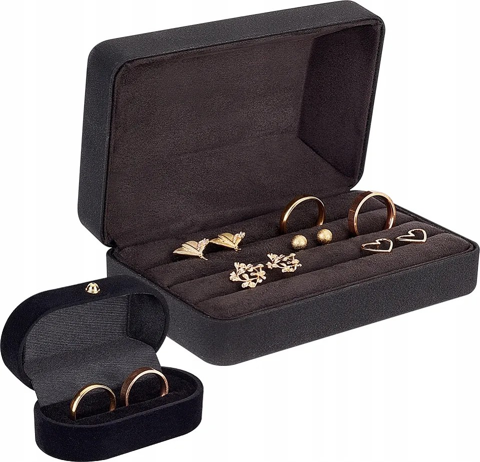 Ékszertartó doboz gyűrűtartó doboz Fekete 2 doboz