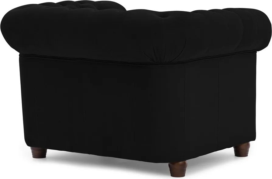 Fekete bársony chesterfield fotel York Blik – Ropez
