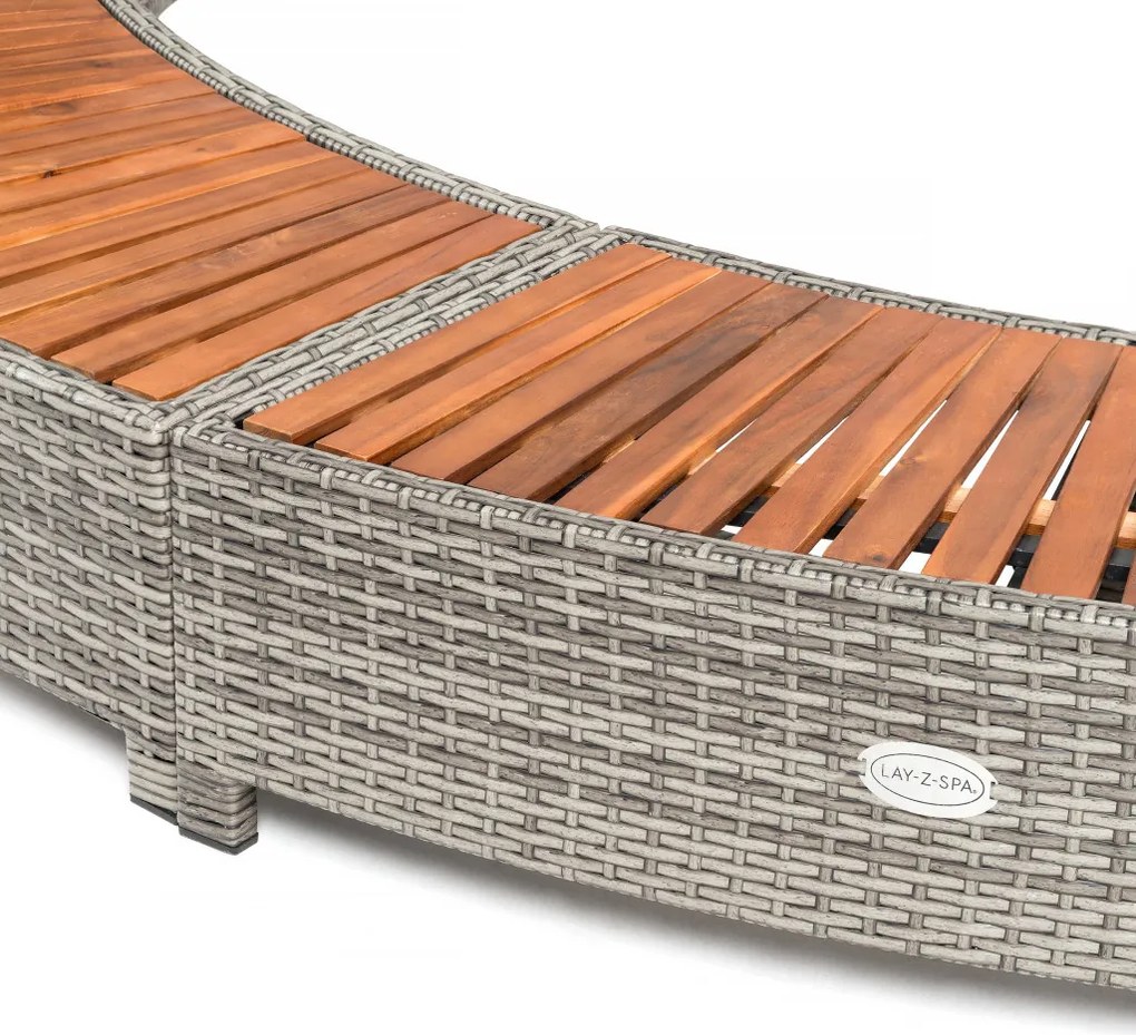 Lay-Z-Spa kör alakú rattan pezsgőfürdő bútor, 200 cm, szürke