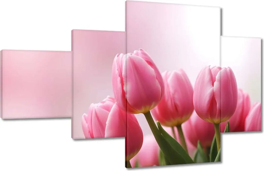 Vászonkép 130x80 Rózsaszín tulipánok