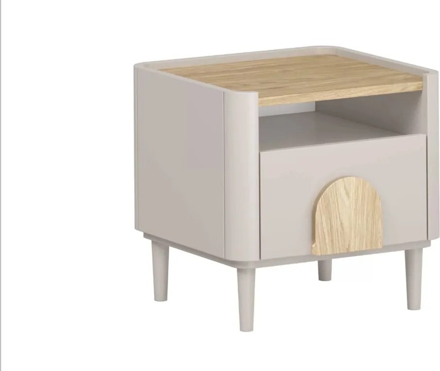 Amilio éjjeliszekrény 50 cm - kasmír / olajozott tölgy / világos tölgy fogantyú