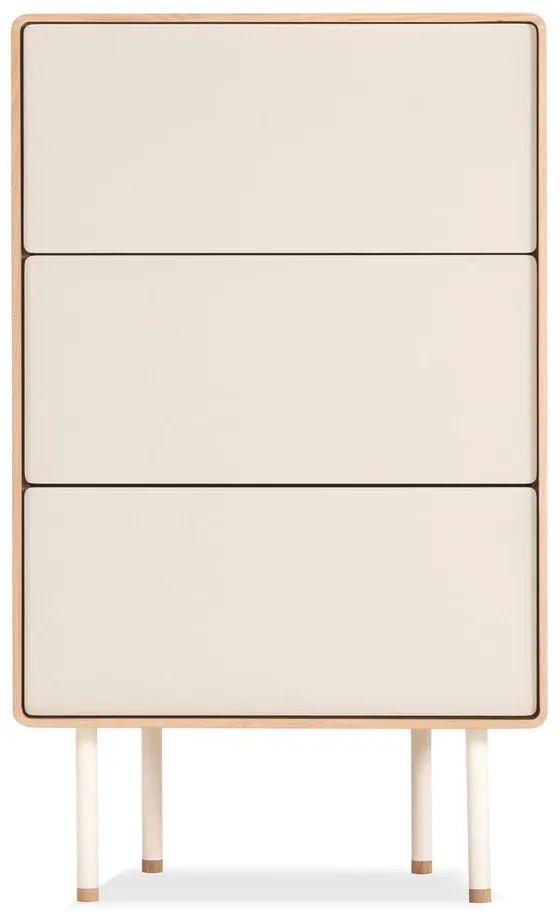 Fehér-natúr színű tölgyfa magas komód 60x100 cm Fina – Gazzda
