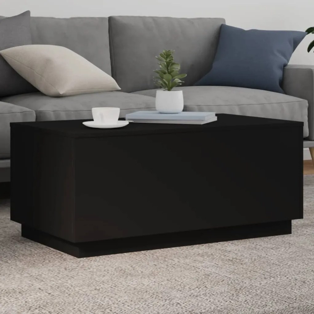 Fekete dohányzóasztal LED-lámpákkal 90x50x40 cm