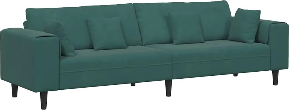 vidaXL Kanapé párnával Sötétzöld 250 x 77 x 76 cm Bársony