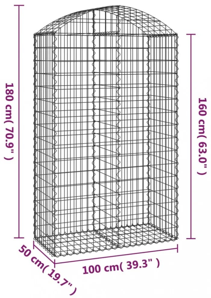 íves horganyzott vas gabion kosár 100x50x160/180 cm
