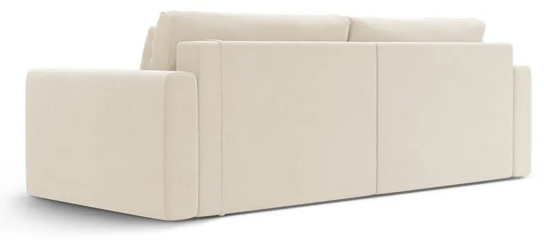 Bézs bársony kinyitható tárolóhelyes sarokkanapé Belfast – Cosmopolitan Design