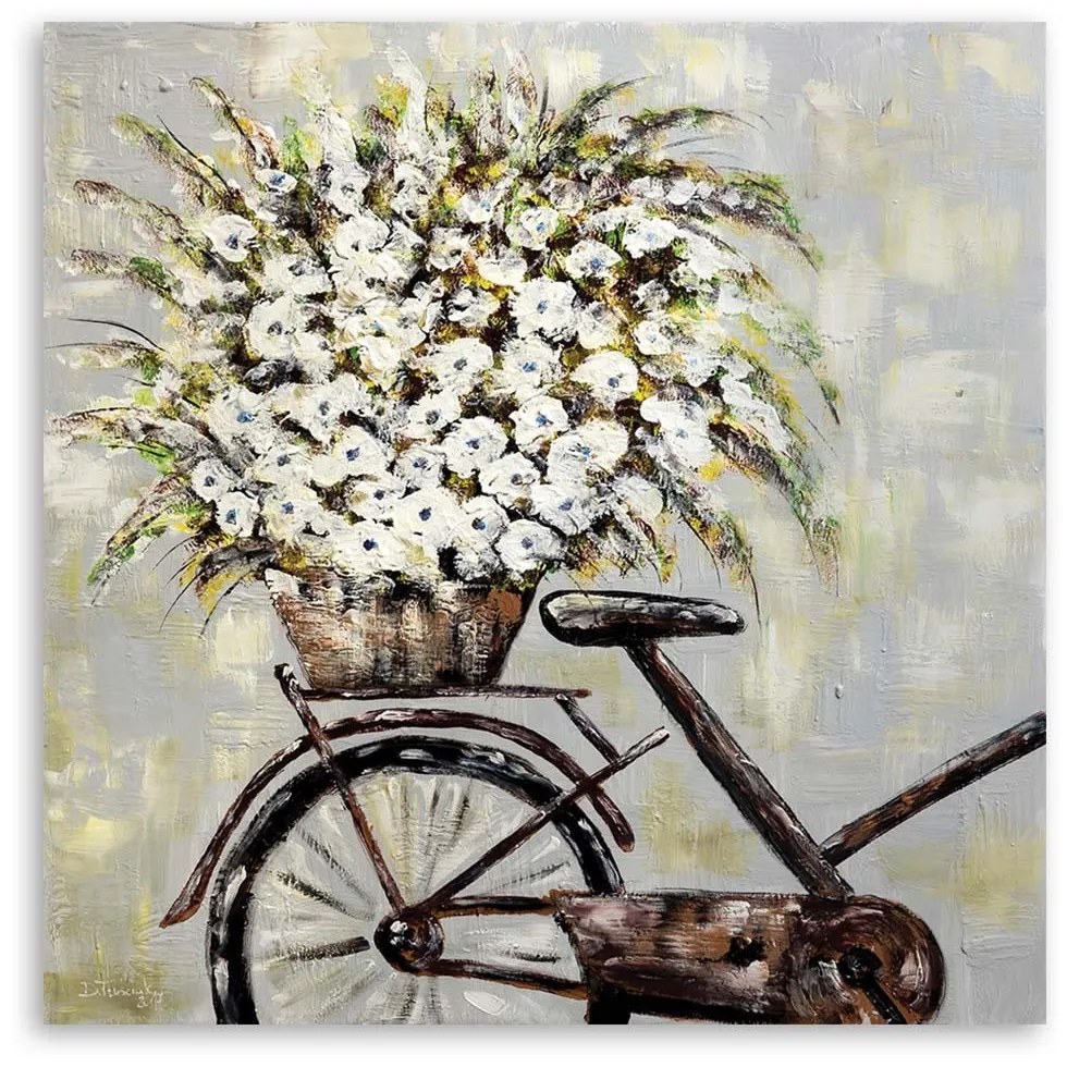 Gario Vászonkép Virágcsokor és kerékpár Méret: 50 x 50 cm
