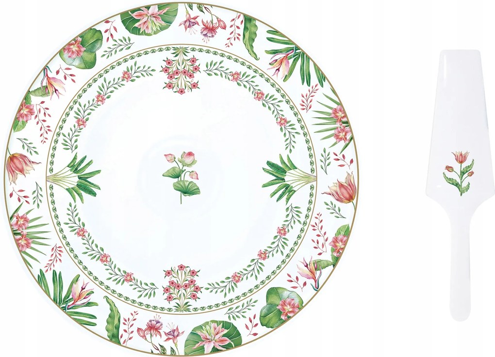 Tálaló tányér 30cm spatula színes virág motívum ajándékba