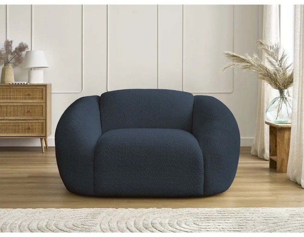 Sötétkék buklé fotel Tina – Bobochic Paris