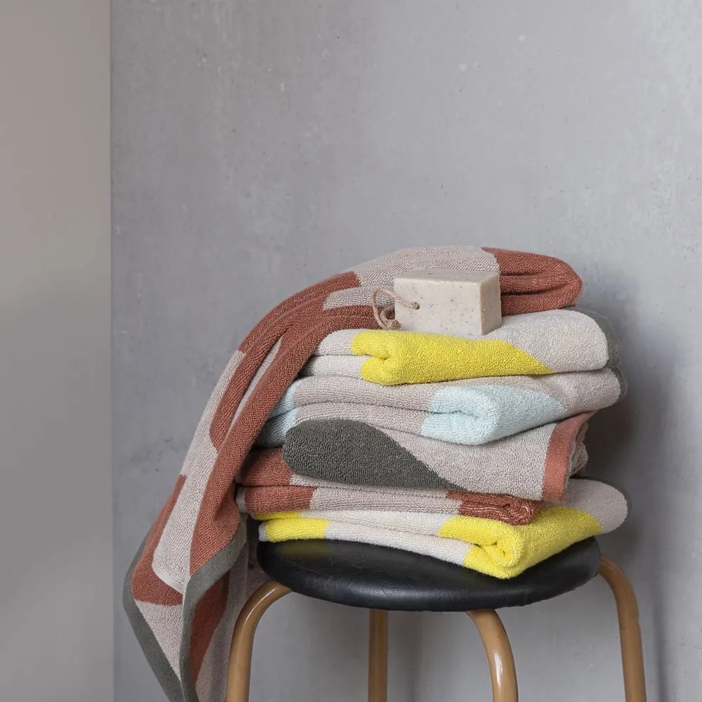 Sárga frottír bio pamut törölköző 50x90 cm Diagonal – Mette Ditmer Denmark