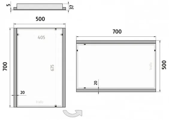 NIMCO ZP 11001 - LED háttérvilágítású fürdőszobai tükör 6500K 70x50 cm IP44