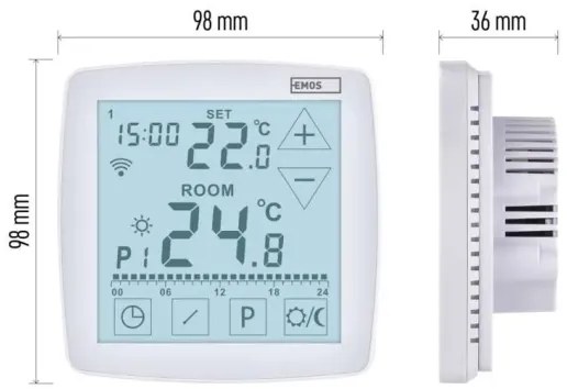 Vezeték nélküli digitális termosztát GoSmart 230V/16A Wi-FI Tuya