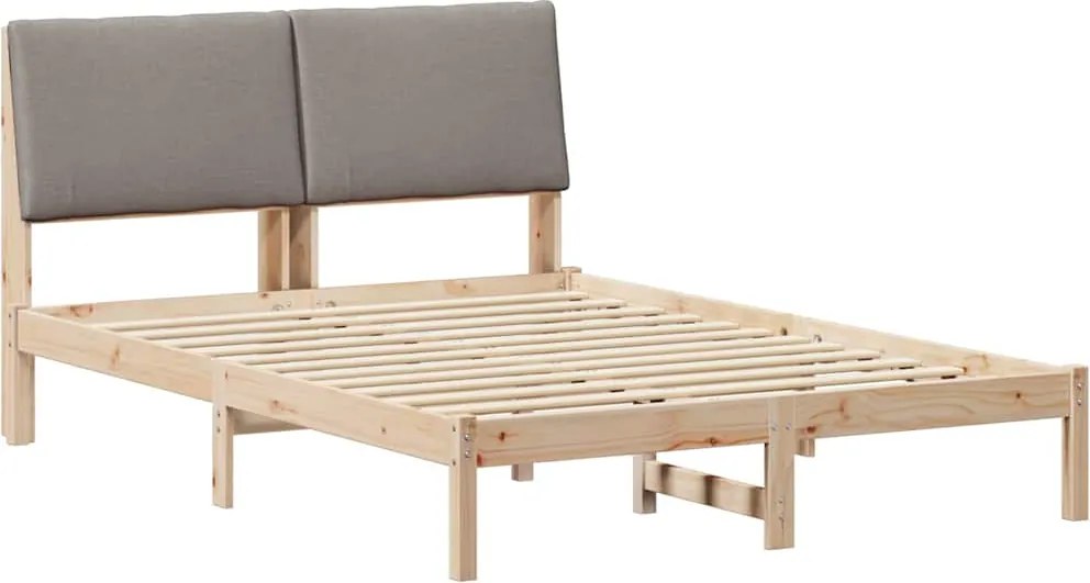 vidaXL Ágykeret fejtámlával Barna és taupe 150 x 200 cm Tömör fenyőfa