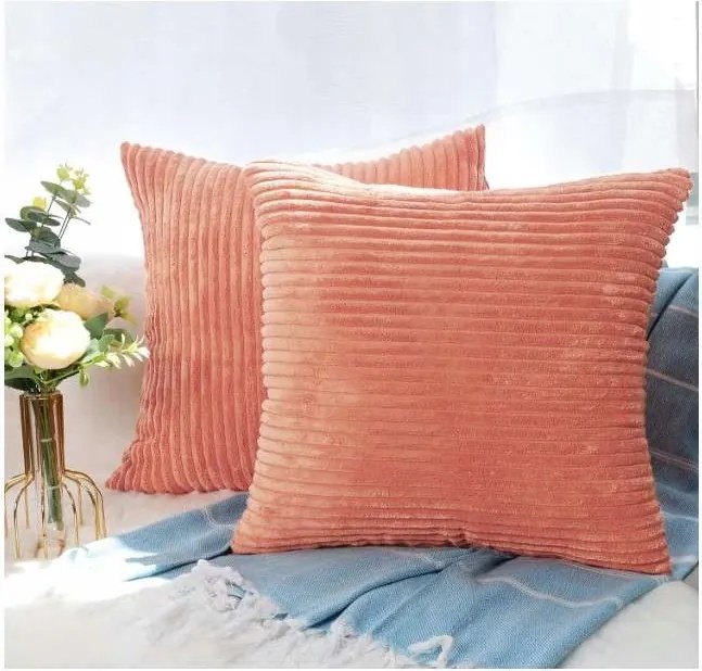 Díszpárnahuzat 45x45cm Plüss Puha Rózsaszín 2 db