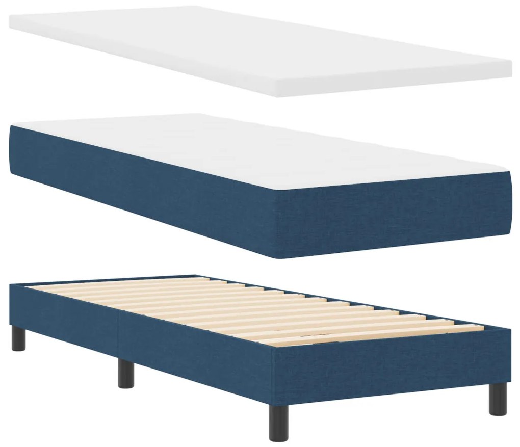 vidaXL Boxspring ágy matraccal Kék 80 x 200 cm Szövet és Mérnöki Fa