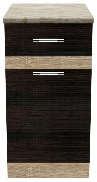 Salandra Elemes konyha 1 ajtós és fiókos alsószekrény DARK SONOMA 40 x 80 x 60 cm