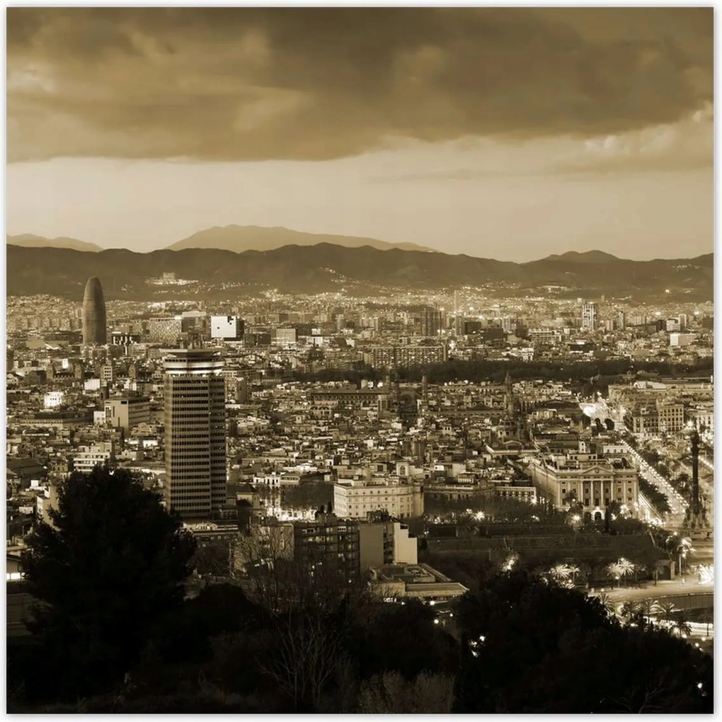 Poszterek 100x100 Éjszakai felvétel Barcelonából