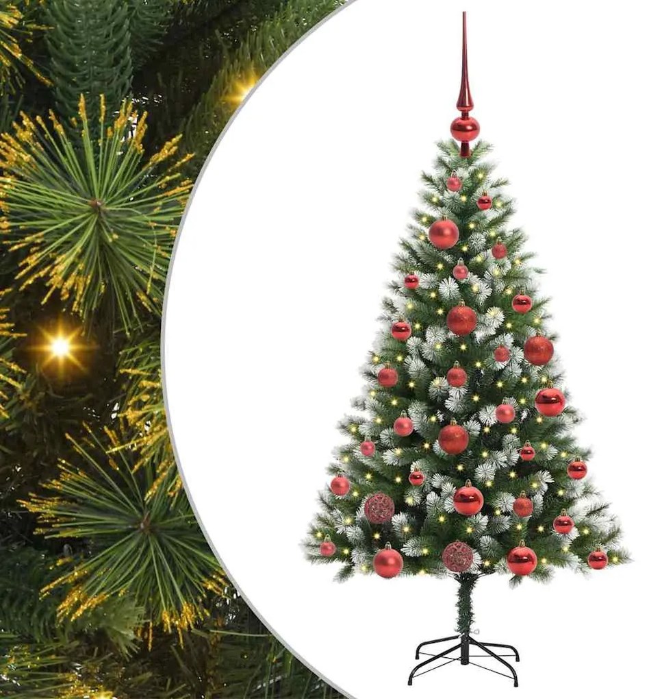 Műanyag csuklós karácsonyfa bolyhos hóval Zöld és fehér 120 cm