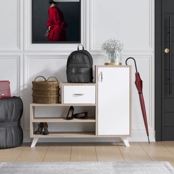 Cipősszekrény RETRO 77x90 cm bézs/fehér