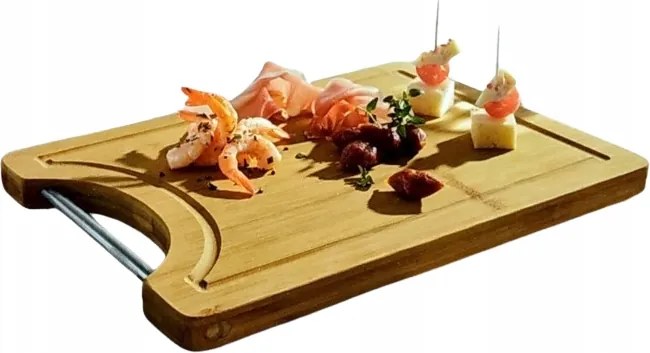 Smukee Bambusz vágódeszka fém nyéllel 33 x 23 x 1,5 cm 031