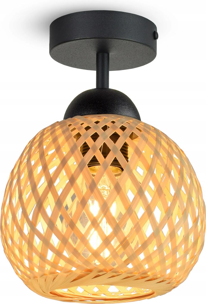 Mennyezeti Lámpa Függő Bambusz Fonott Boho Természetes 584-PR1 Led Fekete