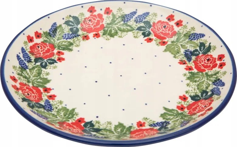 Desszerttányér 20 cm Művészi kerámia Bolesławiec minta 1958 Virágok