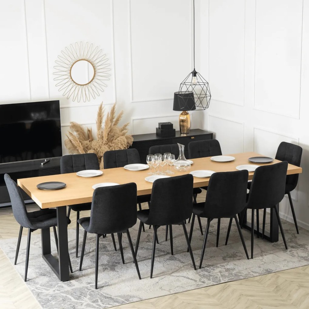 Bővíthető Étkezőasztal Aranytölgy/Fekete Színben. EDWIN 160-260 cm