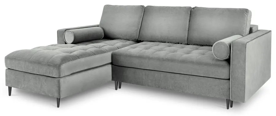 Santo világosszürke kinyitható bársony sarokkanapé, bal oldali - Milo Casa