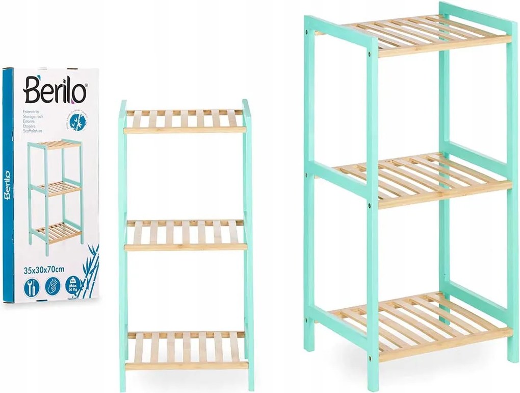 Fürdőszobai polc 3 szintes menta 35×30×70 cm Szekrény Konyhai Polc Oszlop