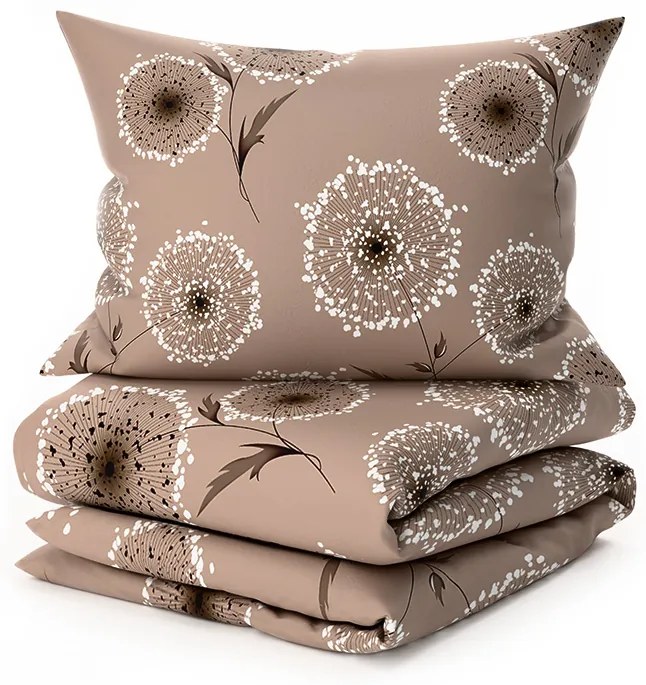 2 db Mikroplüss ágynemű szett PAMPELINO világosbarna + Mikroplüss lepedő SOFT 180x200 cm fehér, kétszemélyes ágyhoz