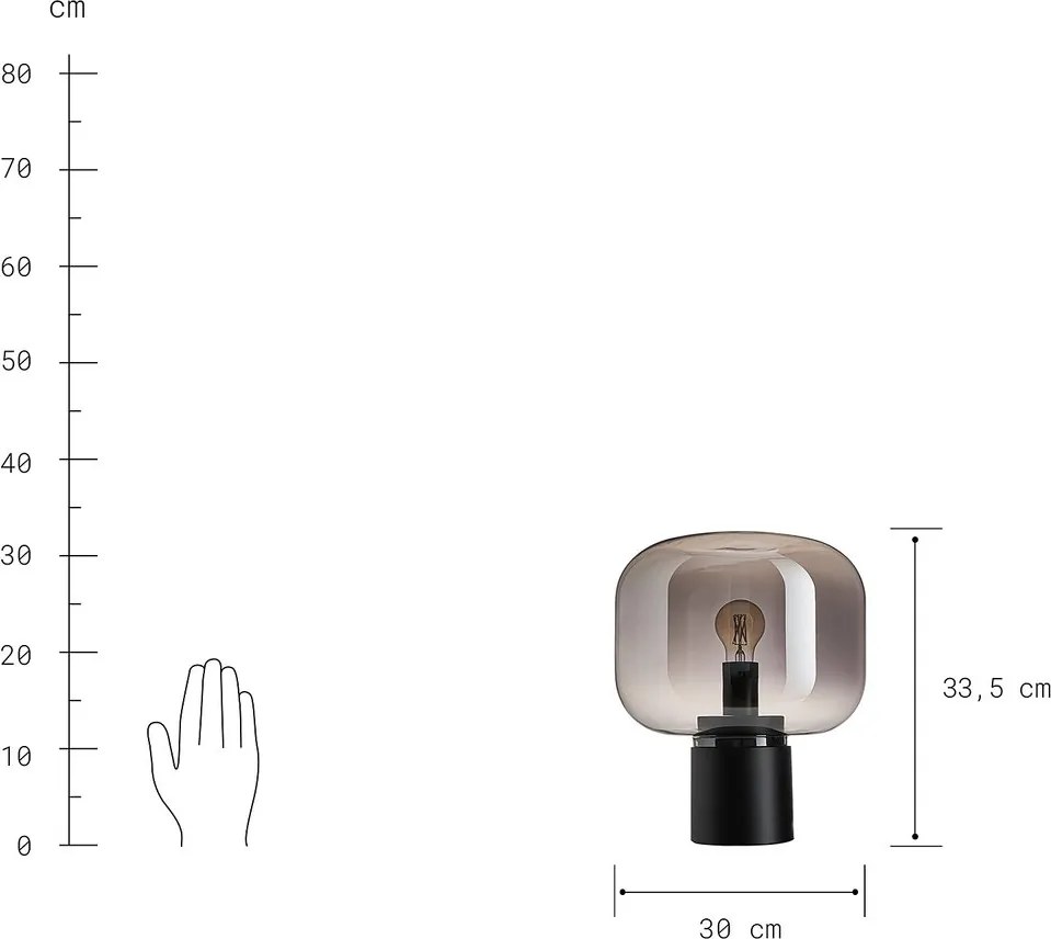 RUNA asztali lámpa, fekete Ø 30 cm