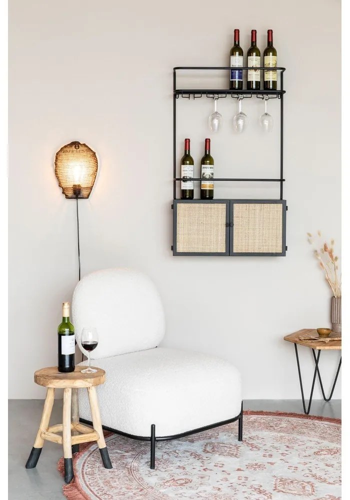 Fekete rattan bortartó szekrény Guuji - White Label