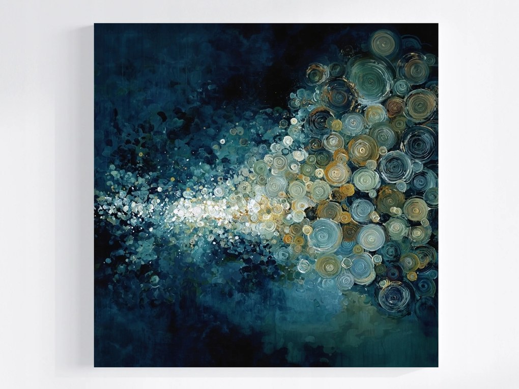 Canvas Vászonkép Absztrakt Geometria Kerekek Sötétkék Barna 40x40