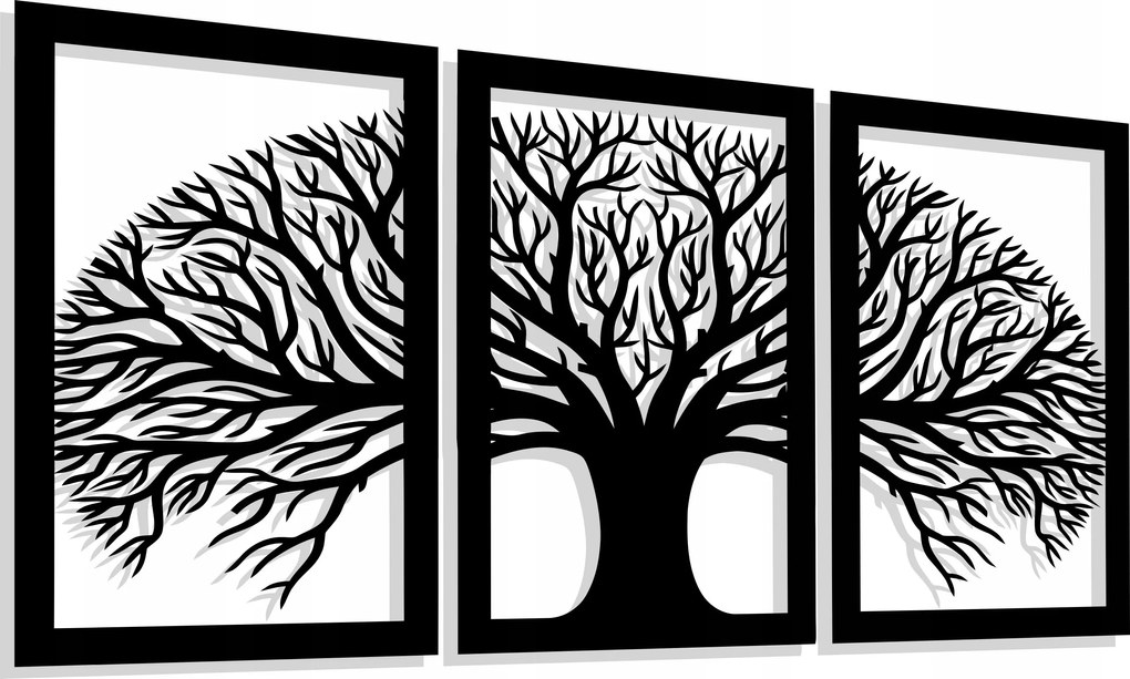 Áttört Kép Panel Triptichon Fa 100CM L Színek