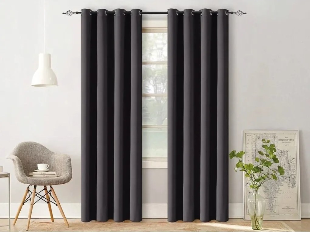 OXFORD LIGHT függöny 140x270 cm, fekete Felfüggesztés: Hullámos sínszalag