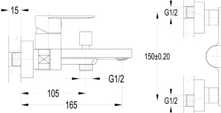 Aqualine - DAPHNE kádcsaptelep, fényes króm