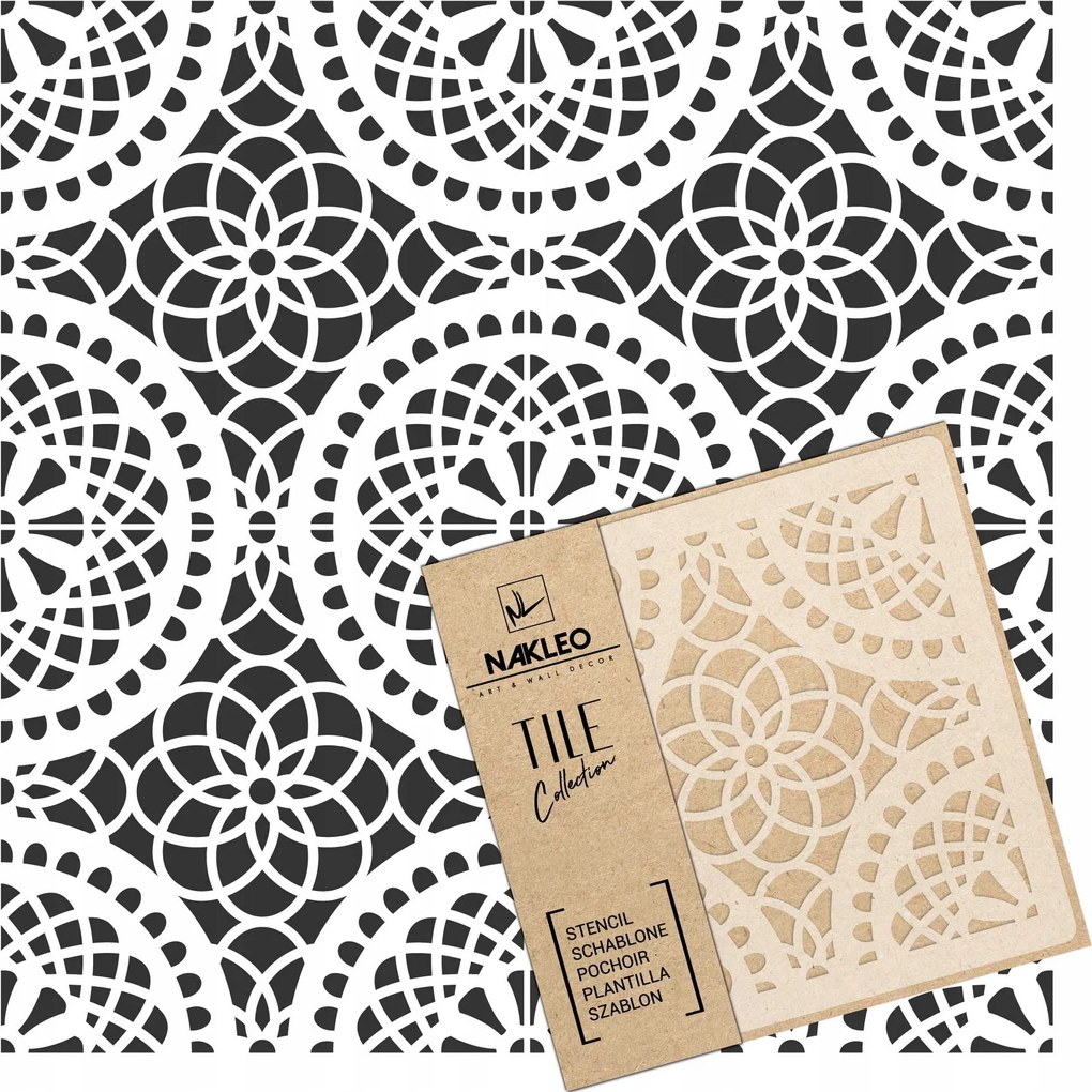 Festősablon Csempe Csempék Többször felhasználható 20x20cm Minta Geometria Tobera