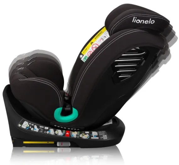 Lionelo autós gyerekülés alappal, forgatható BASTIAAN ONE i-Size 40-150 cm Fekete Carbon