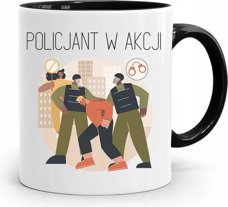 Fekete Bögre Rendőrnőnek Akcióban, fényképes nyomattal