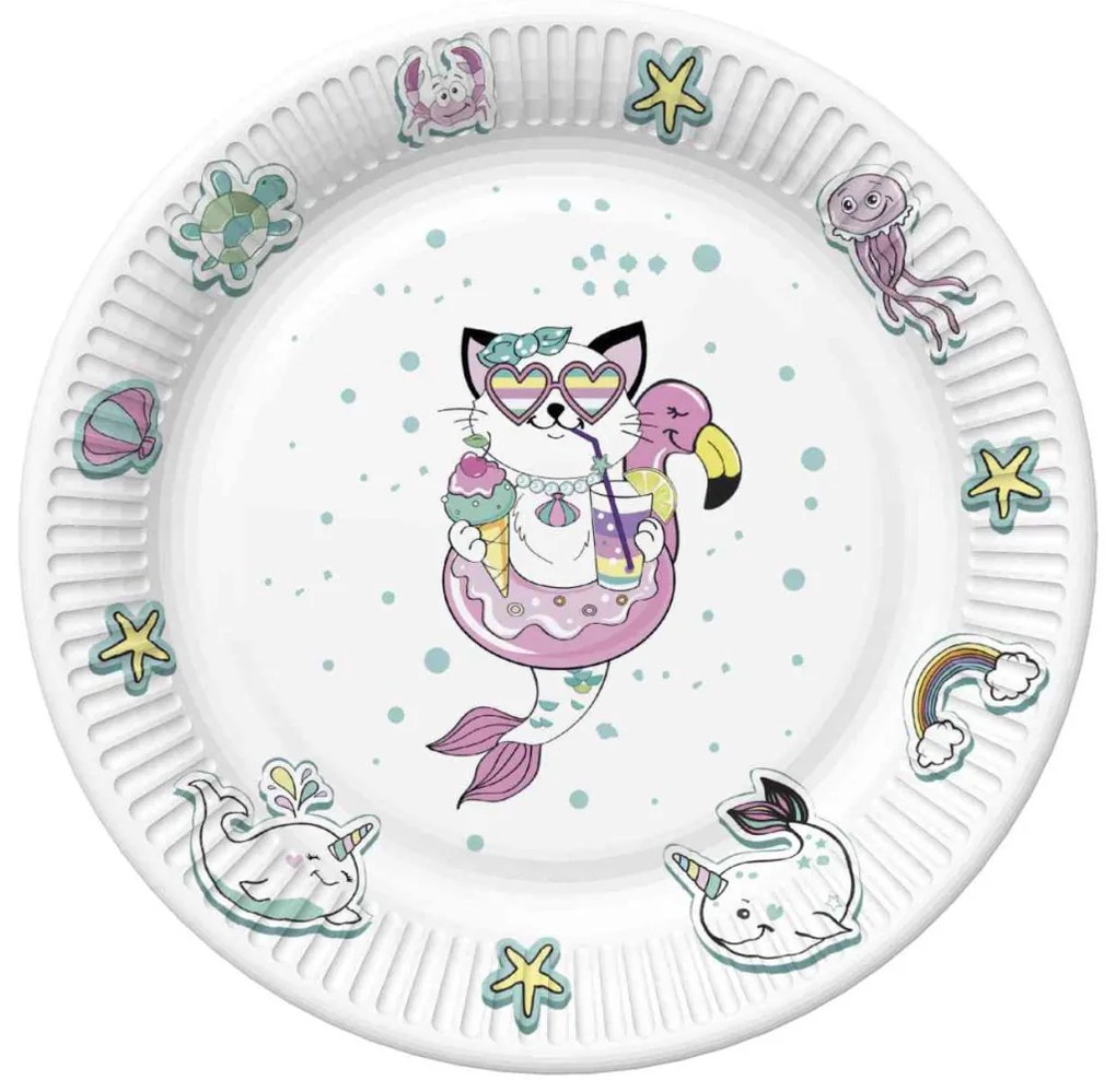 Állatos Cat Vibes papírtányér 8 db-os 18 cm