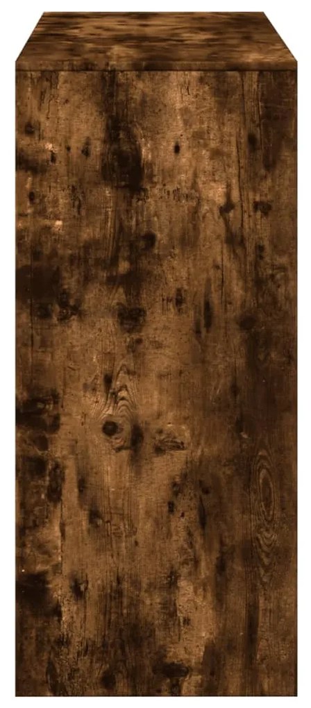 füstös tölgy színű szerelt fa bárasztal polccal 124x46x103,5 cm