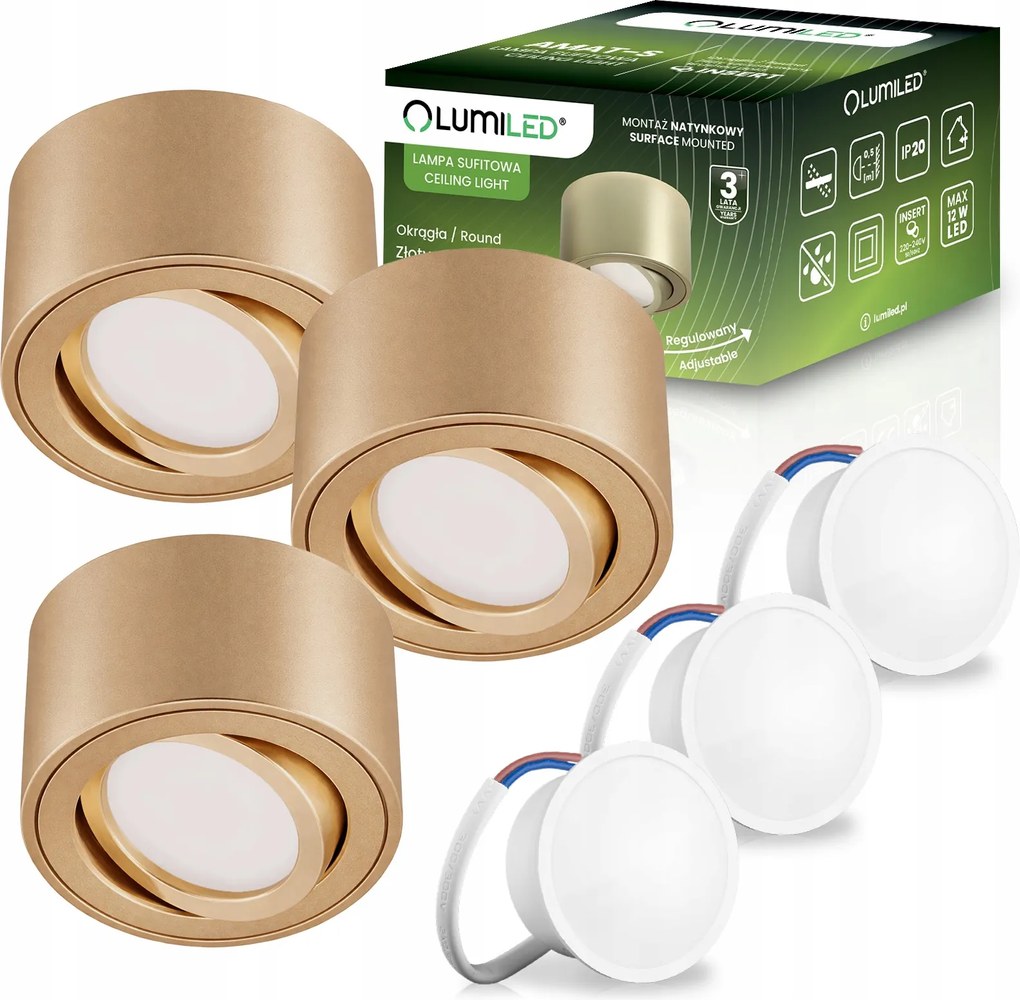 3x Halogén lámpatest 5W Falra szerelhető Mennyezeti lámpa Tuba Mozgatható Led izzó