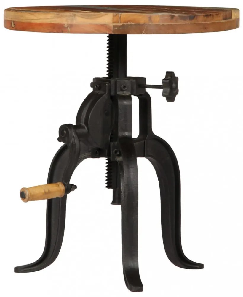 tömör újrahasznosított fa és öntöttvas kisasztal 45x(45-62) cm