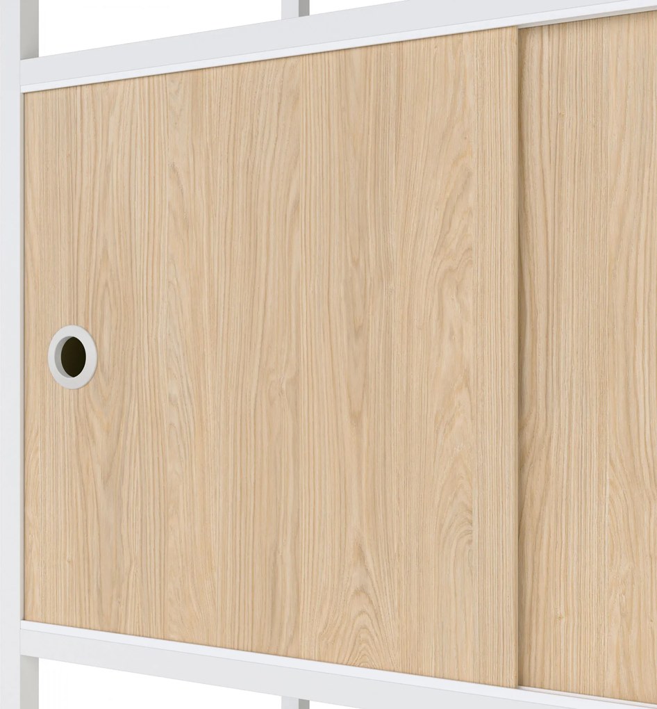 Iratrendező polc zárható szekrénnyel, irodai, nyitott polcok, fém fehér/sonoma tölgy, 800x2200x400 mm: ARIEL Eco Design